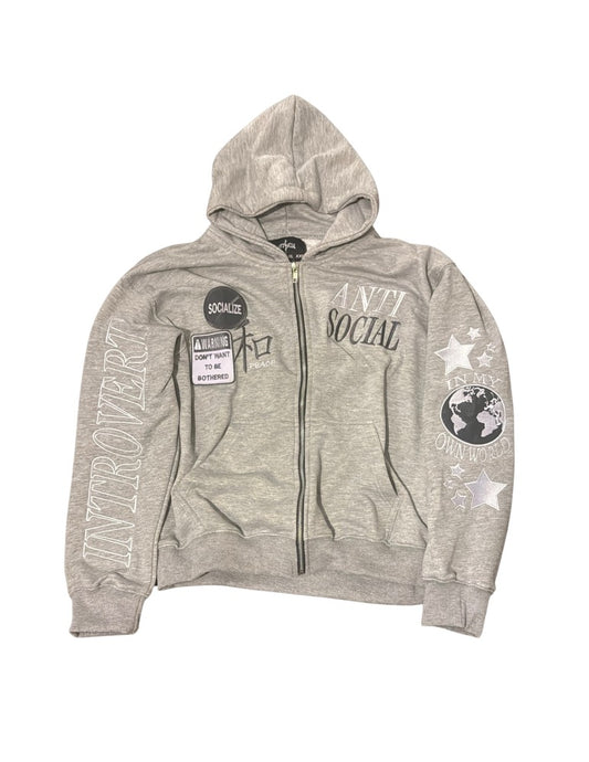 Misfit Collection Zip-Up: Gray